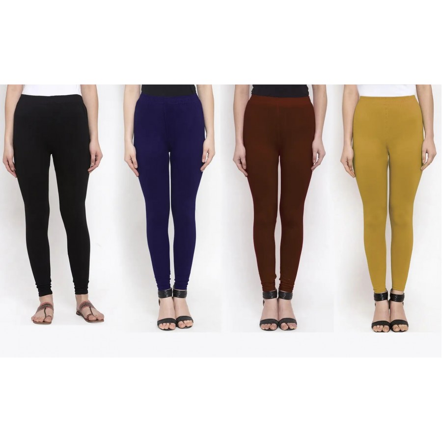 Stylish Cotton Solid Leggings For Women ( Pack Of 4 )