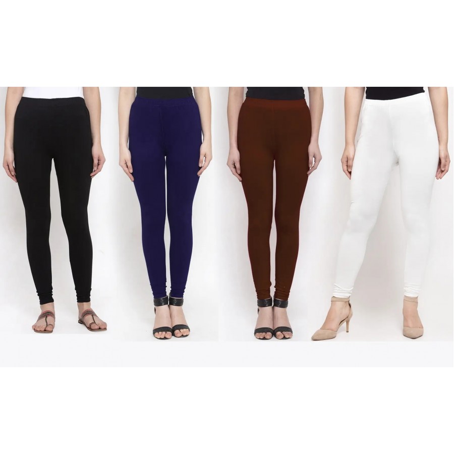 Stylish Cotton Solid Leggings For Women ( Pack Of 4 )