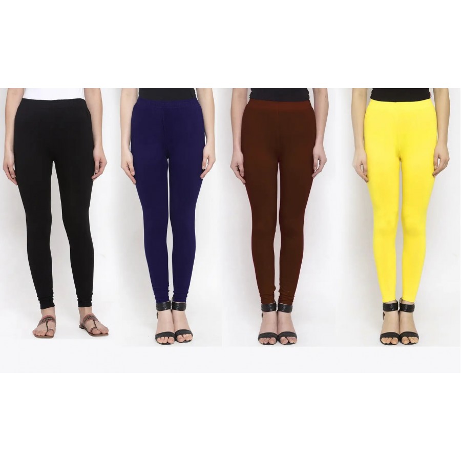 Stylish Cotton Solid Leggings For Women ( Pack Of 4 )