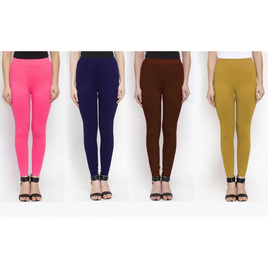 Stylish Cotton Solid Leggings For Women ( Pack Of 4 )