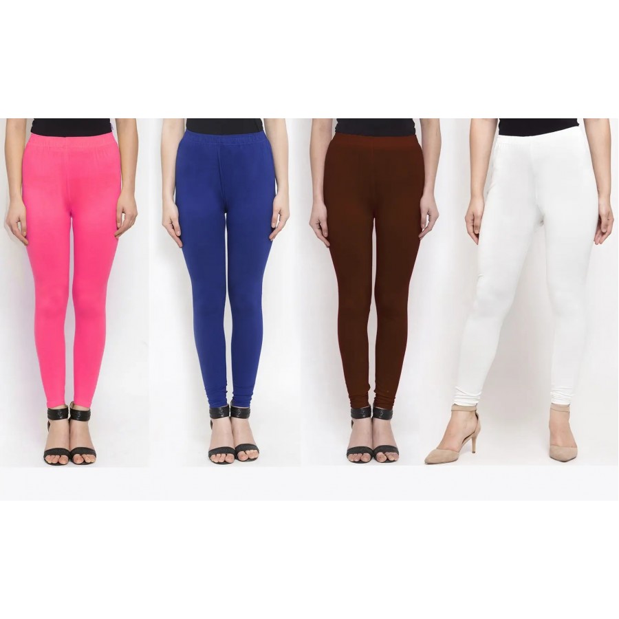 Stylish Cotton Solid Leggings For Women ( Pack Of 4 )