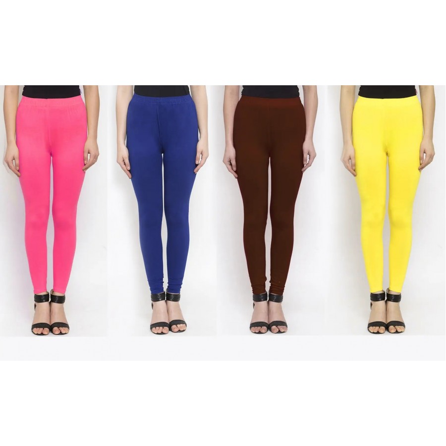 Stylish Cotton Solid Leggings For Women ( Pack Of 4 )