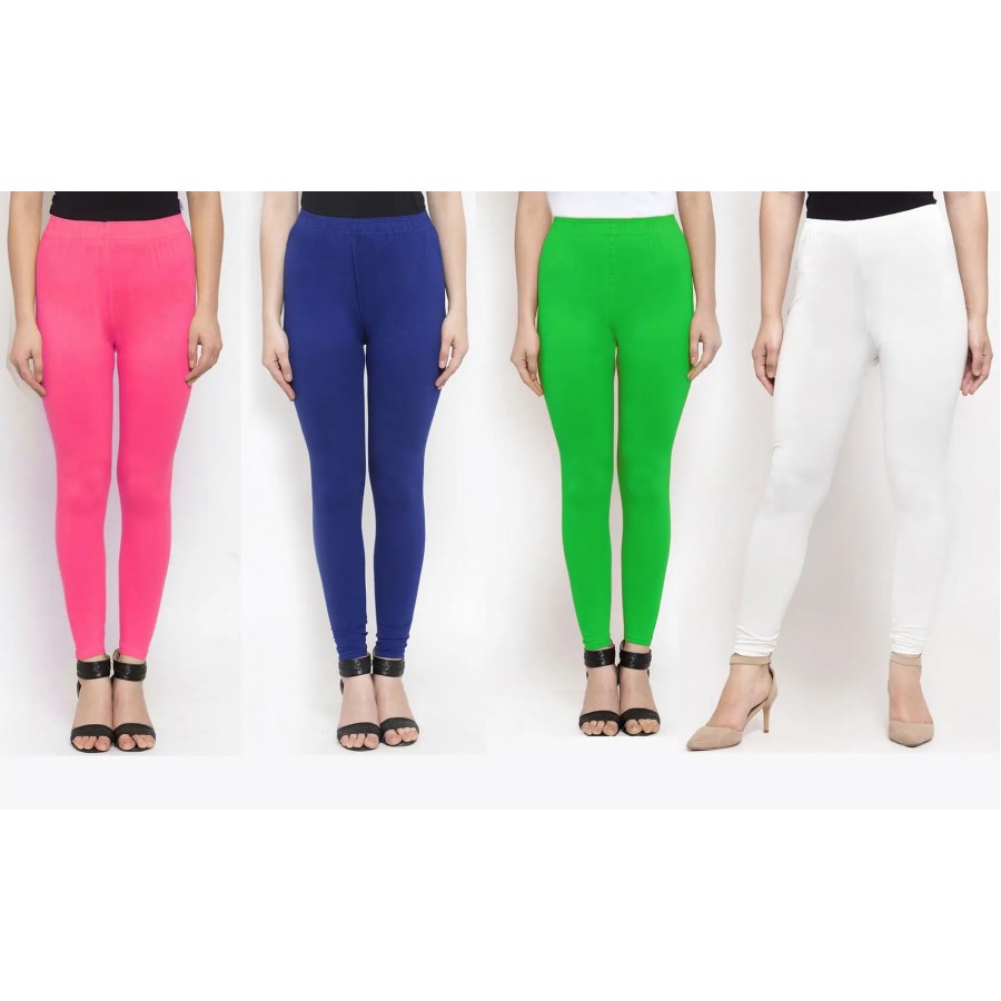 Stylish Cotton Solid Leggings For Women ( Pack Of 4 )