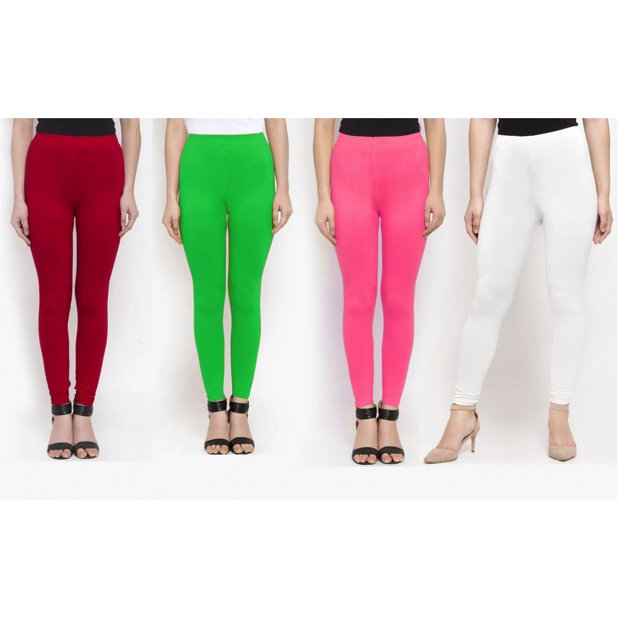 Stylish Cotton Solid Leggings For Women ( Pack Of 4 )