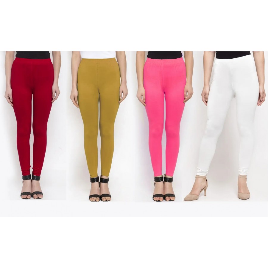 Stylish Cotton Solid Leggings For Women ( Pack Of 4 )