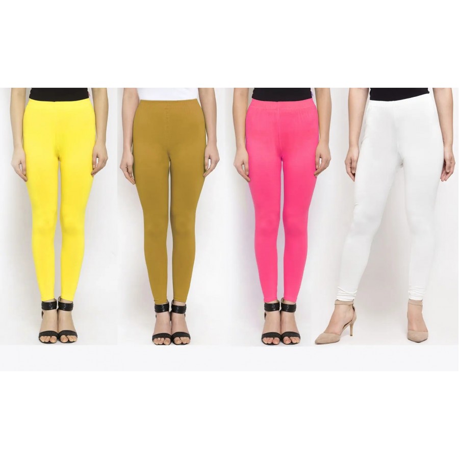 Stylish Cotton Solid Leggings For Women ( Pack Of 4 )