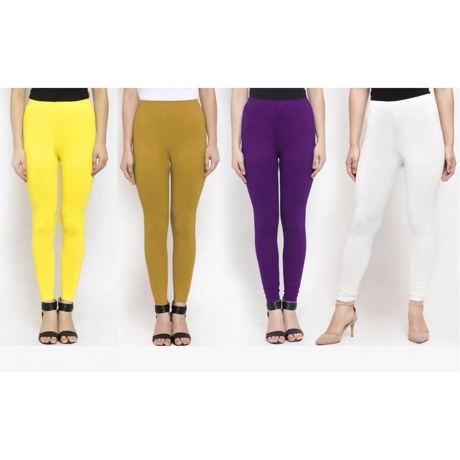 Stylish Cotton Solid Leggings For Women ( Pack Of 4 )