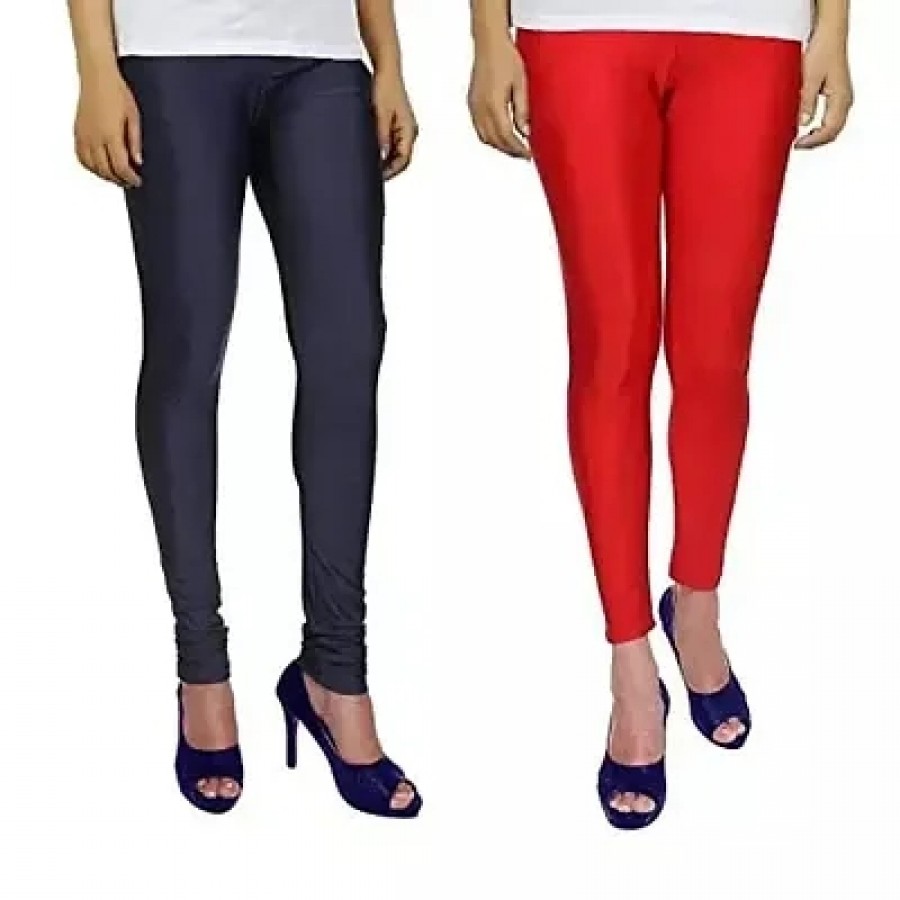 Stylish Cotton Spandex Solid Leggings ( Pack Of 2 )