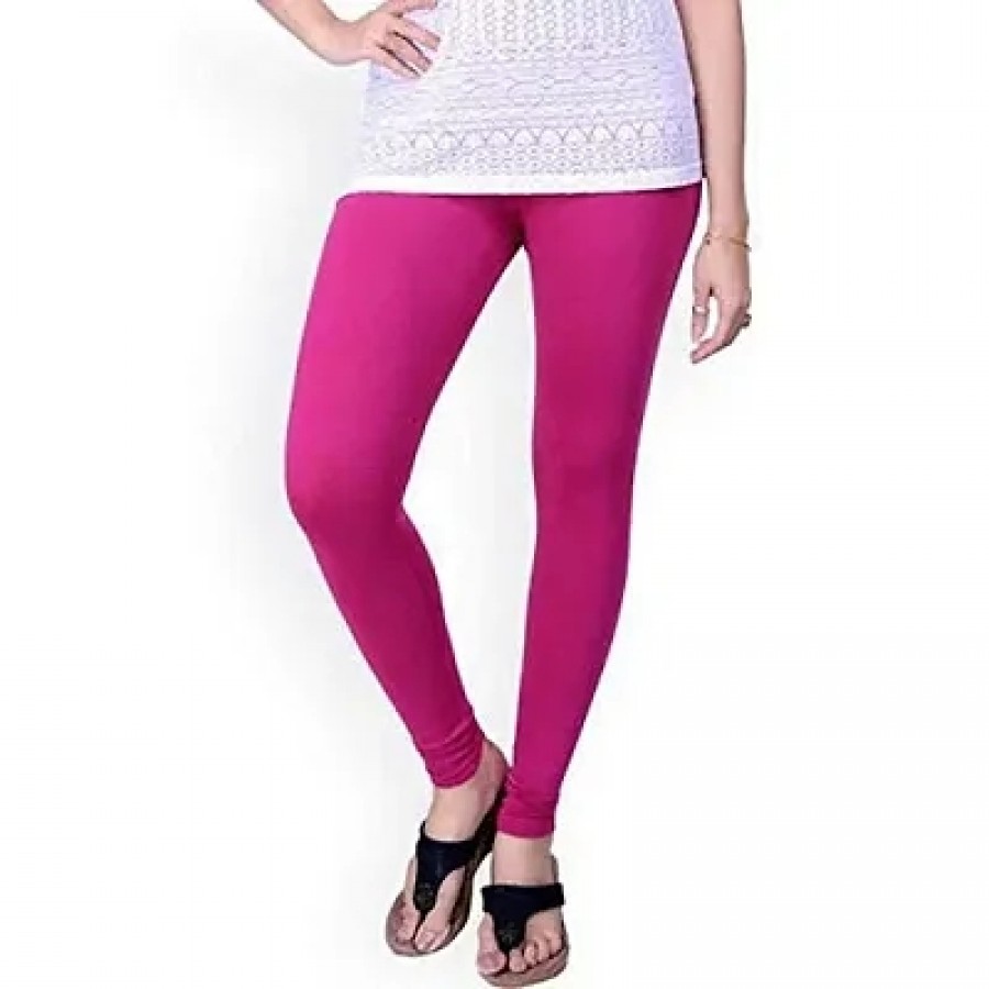 Stylish Pink Cotton Solid Leggings