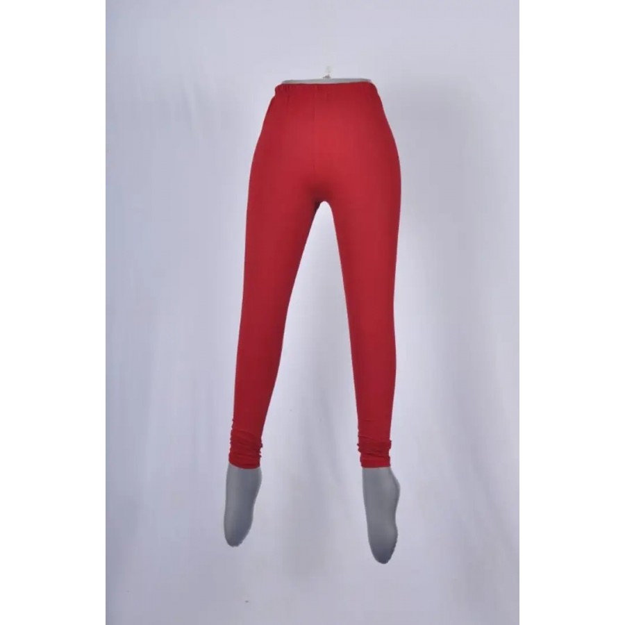 Stylish Red Cotton Solid Leggings For Women