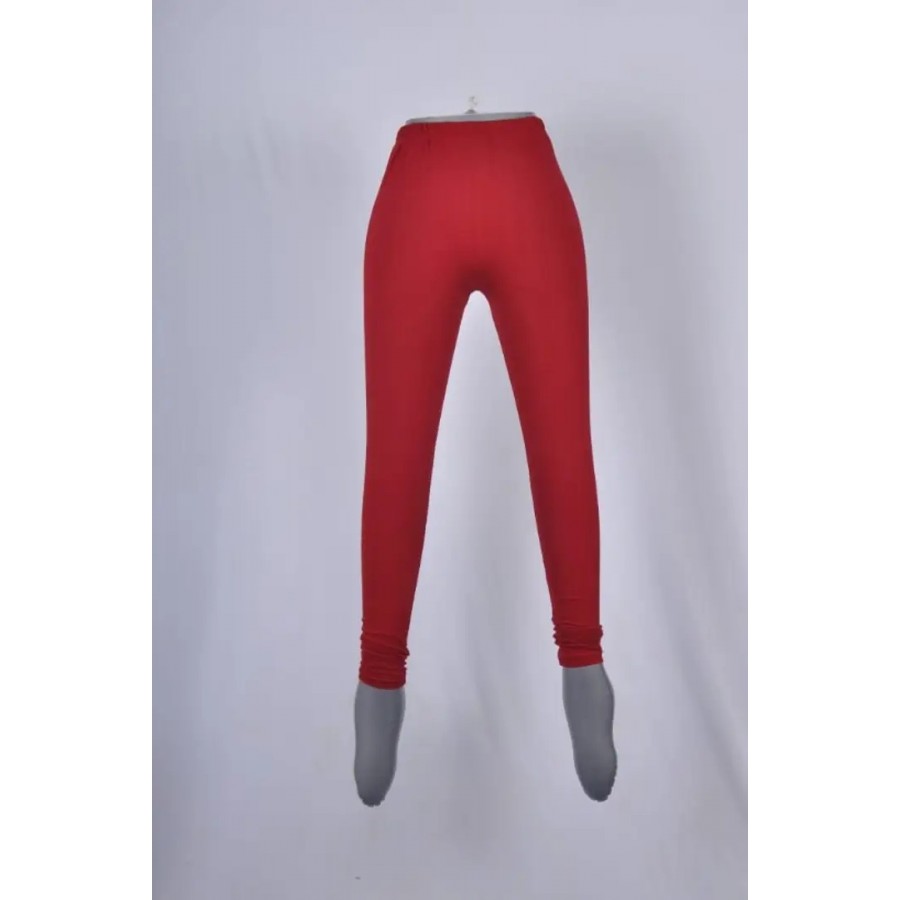 Stylish Red Cotton Solid Leggings For Women