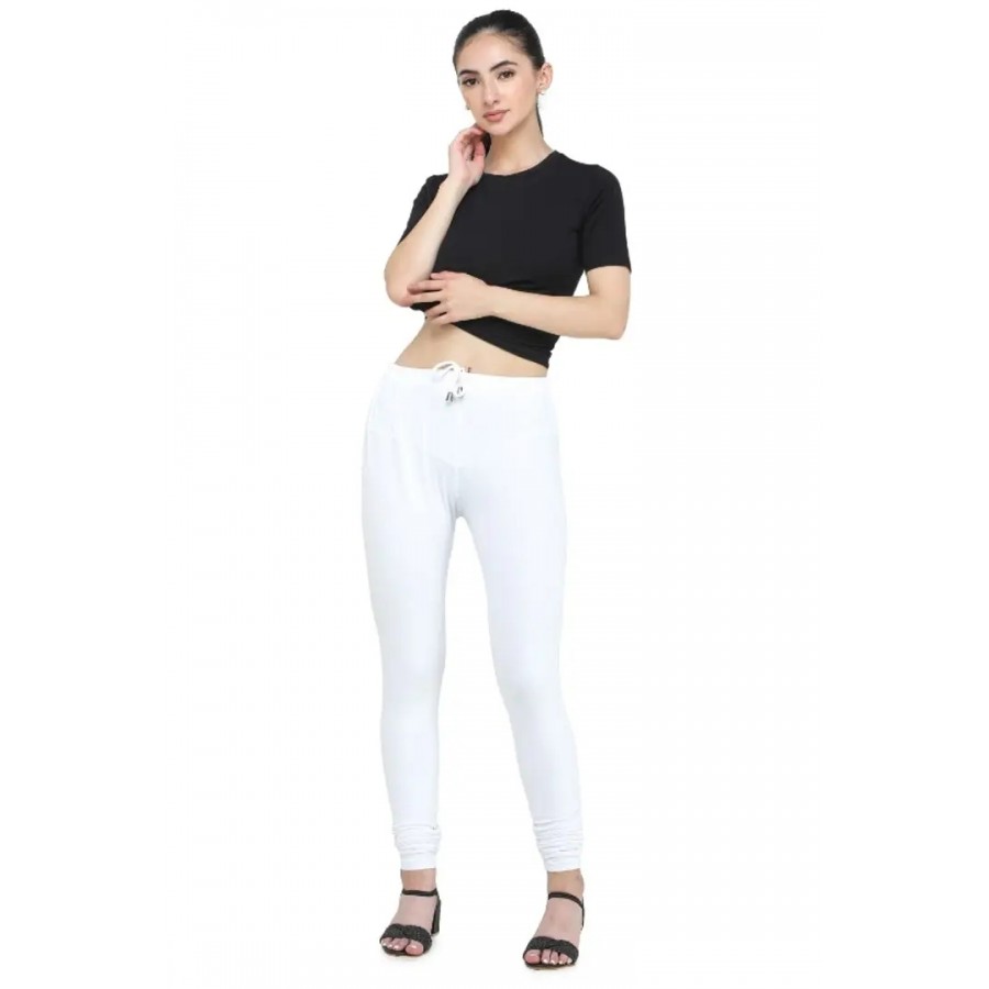 Trendy Cotton Blend Churidar Legging With Drawstring Waistband