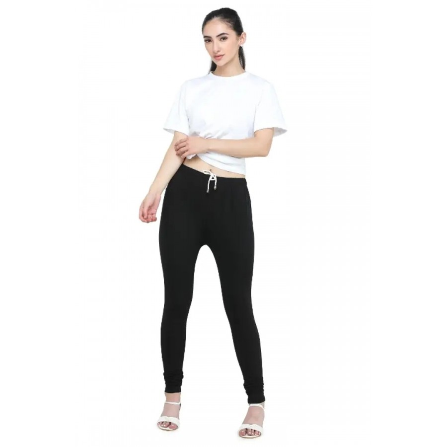 Trendy Cotton Blend Churidar Legging With Drawstring Waistband