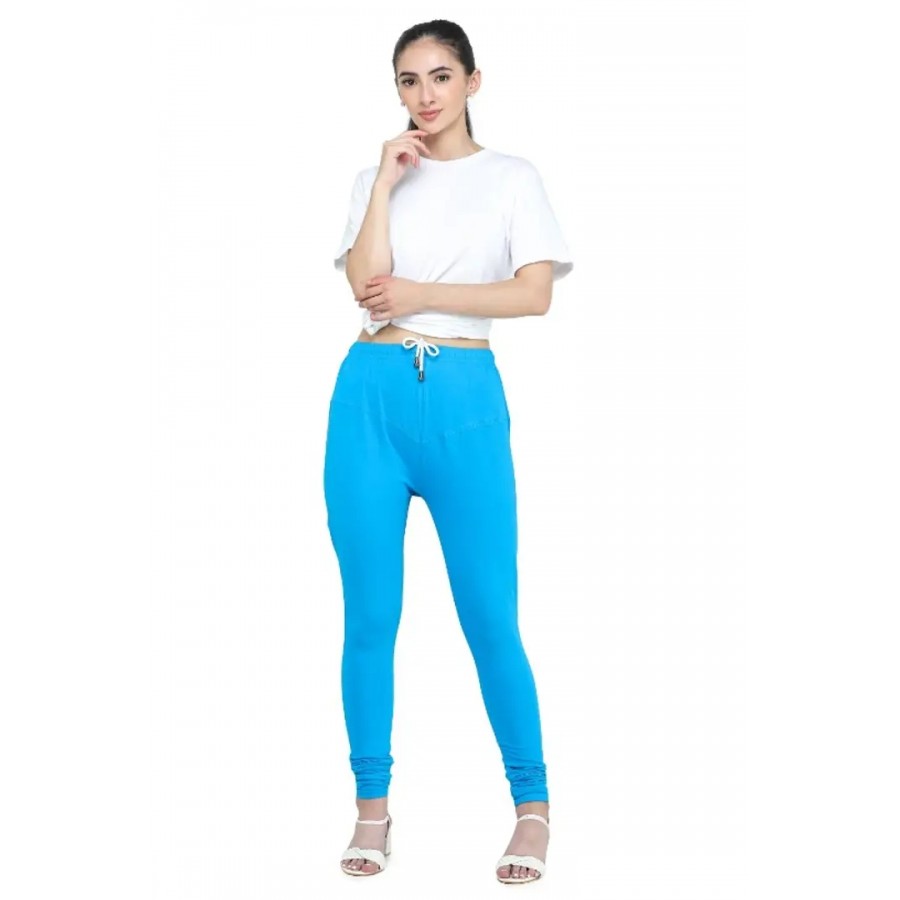 Trendy Cotton Blend Churidar Legging With Drawstring Waistband