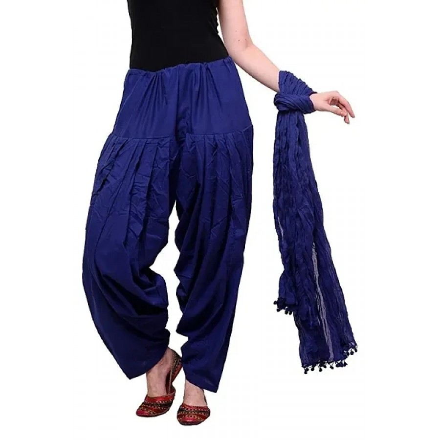 Trendy Cotton Solid Patiyala Pant And Dupatta Set