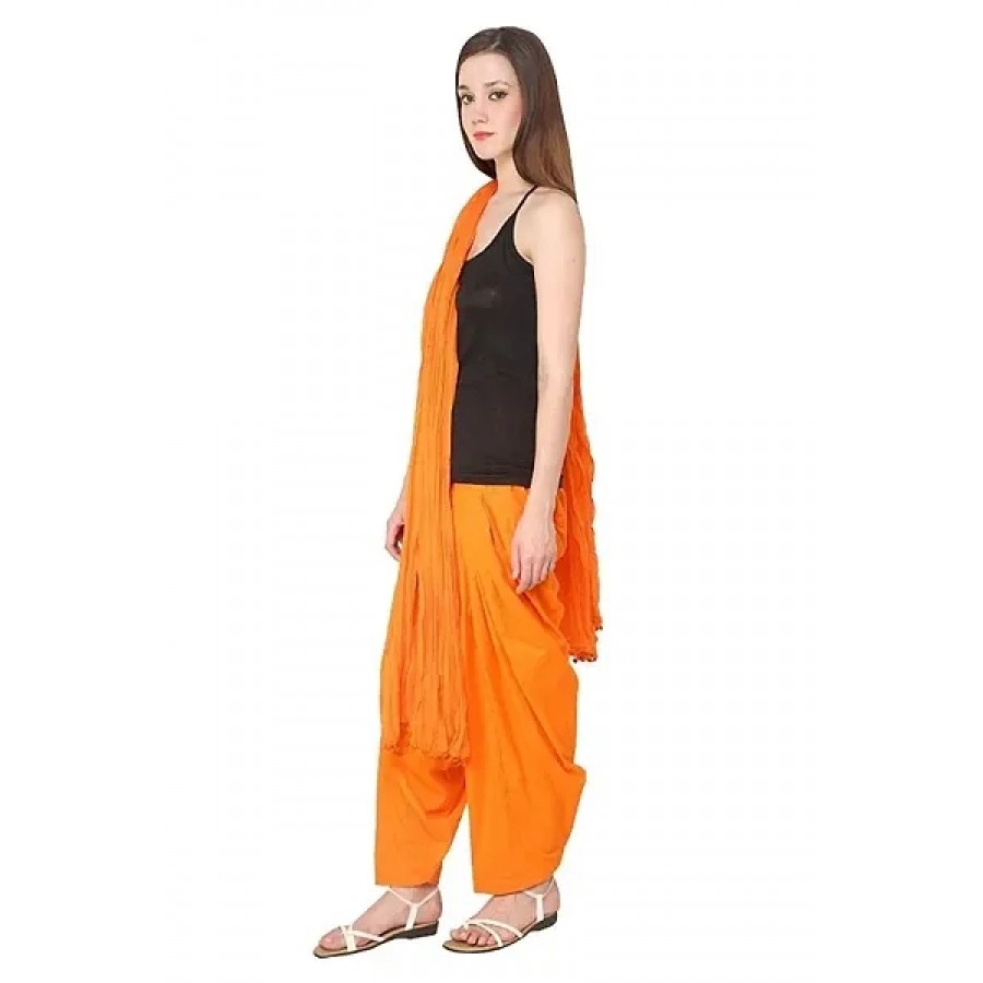 Trendy Cotton Solid Patiyala Pant And Dupatta Set