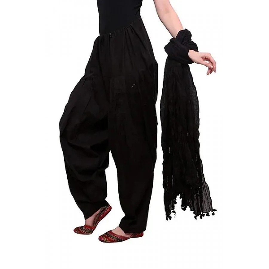 Trendy Cotton Solid Patiyala Pant And Dupatta Set