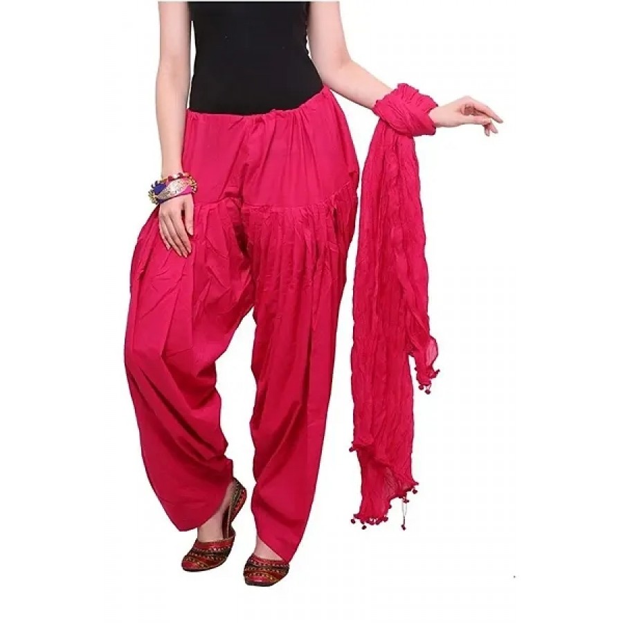 Trendy Cotton Solid Patiyala Pant And Dupatta Set