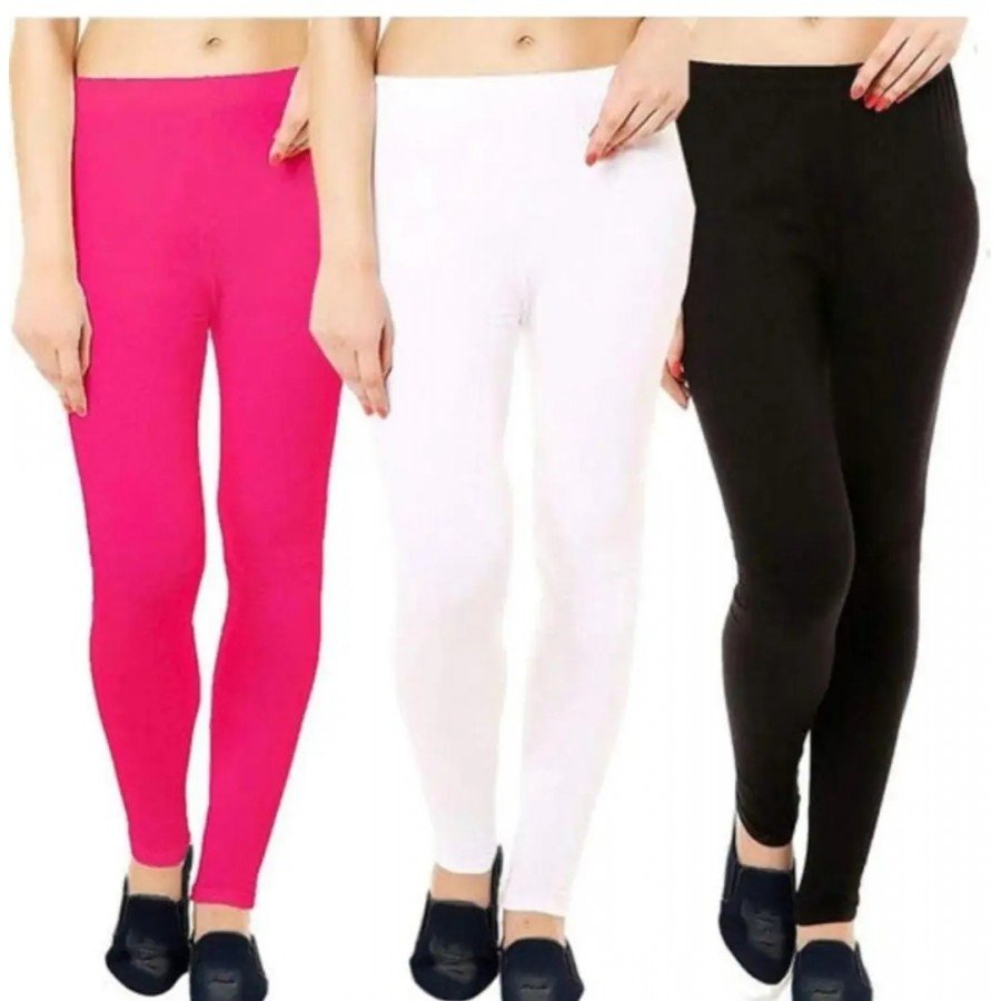 Women S Cotton Solid Leggings Pack Of 3