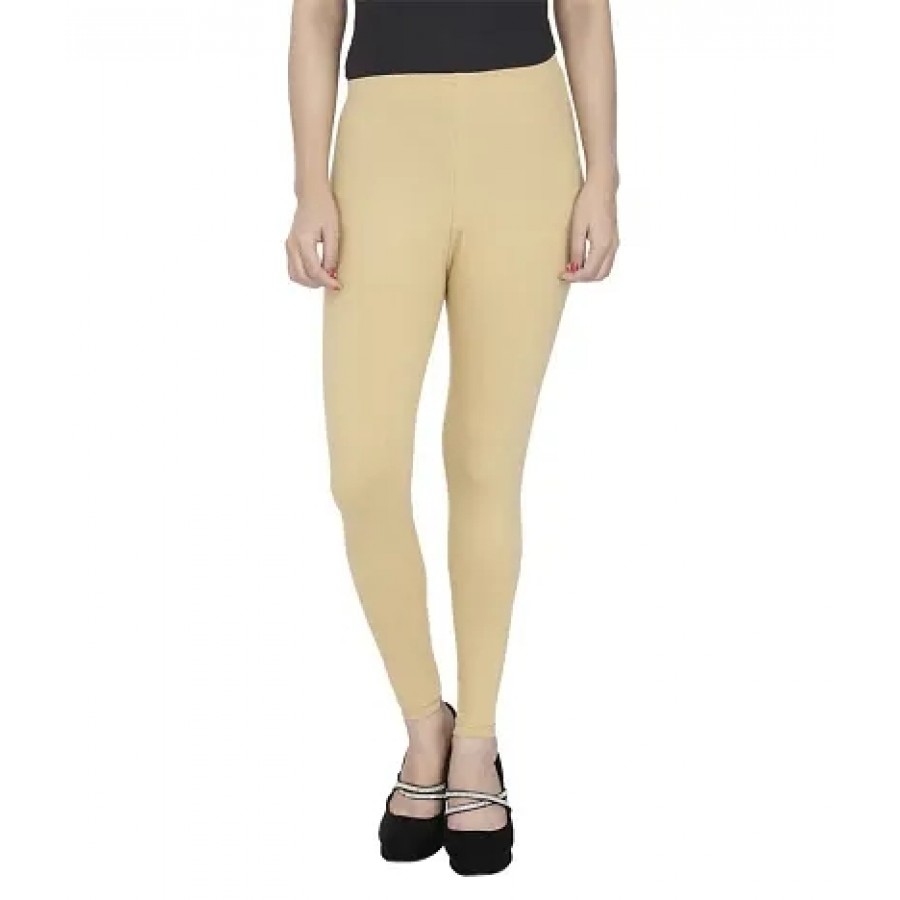 Women's Beautiful Beige Solid Ankle Length Legging