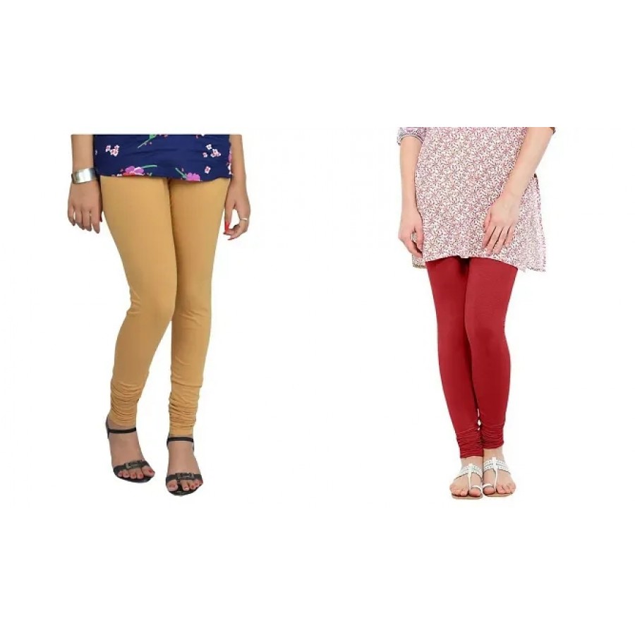 Women's Beautiful Multicoloured Solid Chudidar Legging (Pack of 2)