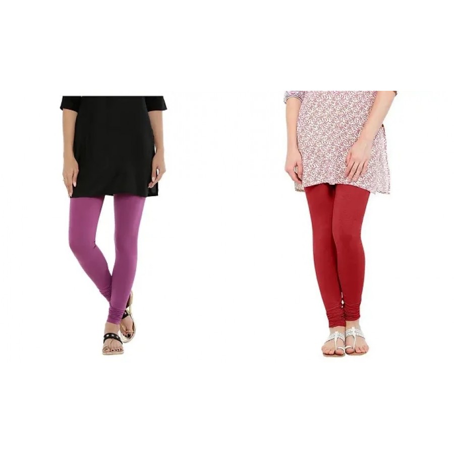 Women's Beautiful Multicoloured Solid Chudidar Legging (Pack of 2)