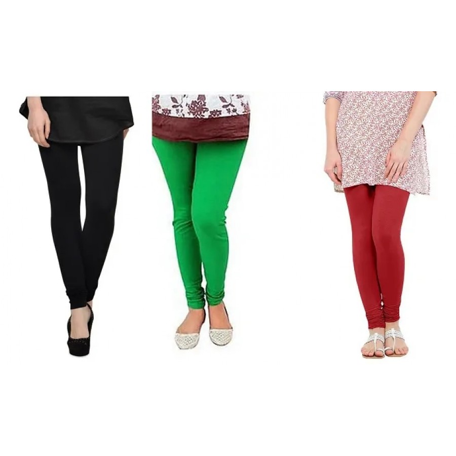 Women's Beautiful Multicoloured Solid Chudidar Legging (Pack of 3)