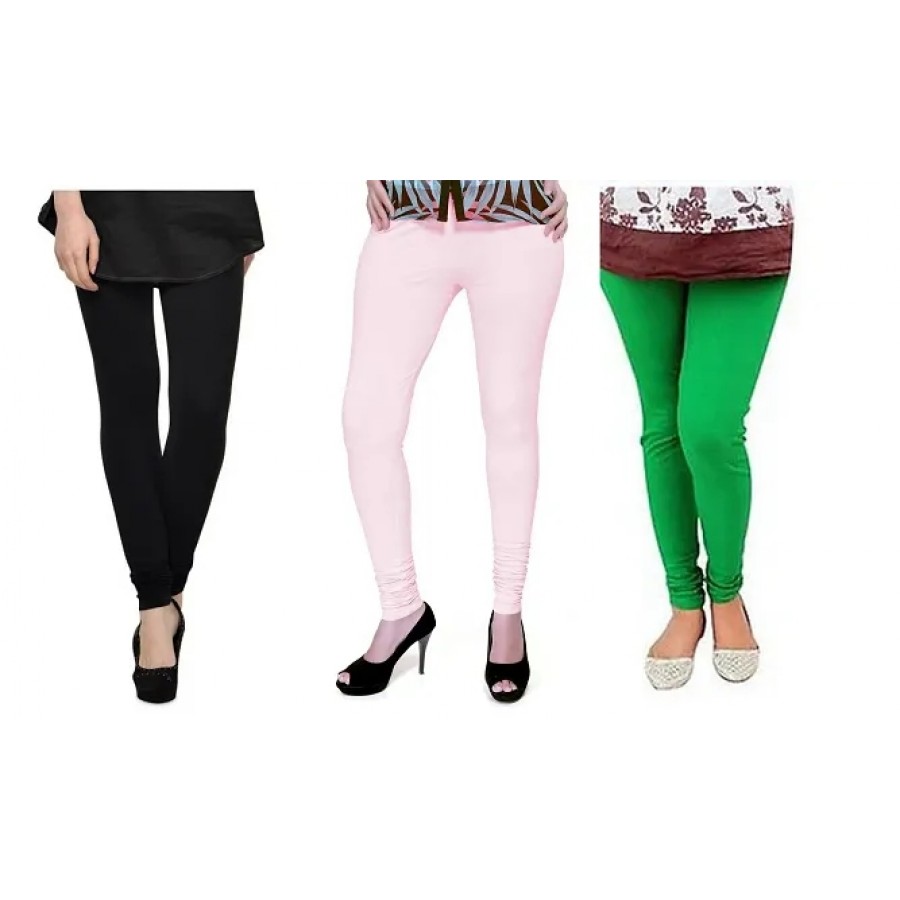 Women's Beautiful Multicoloured Solid Chudidar Legging (Pack of 3)