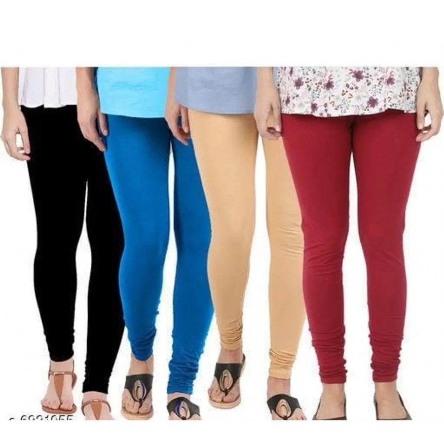 Women's Cotton Solid Colour Leggings (Pack of 4)