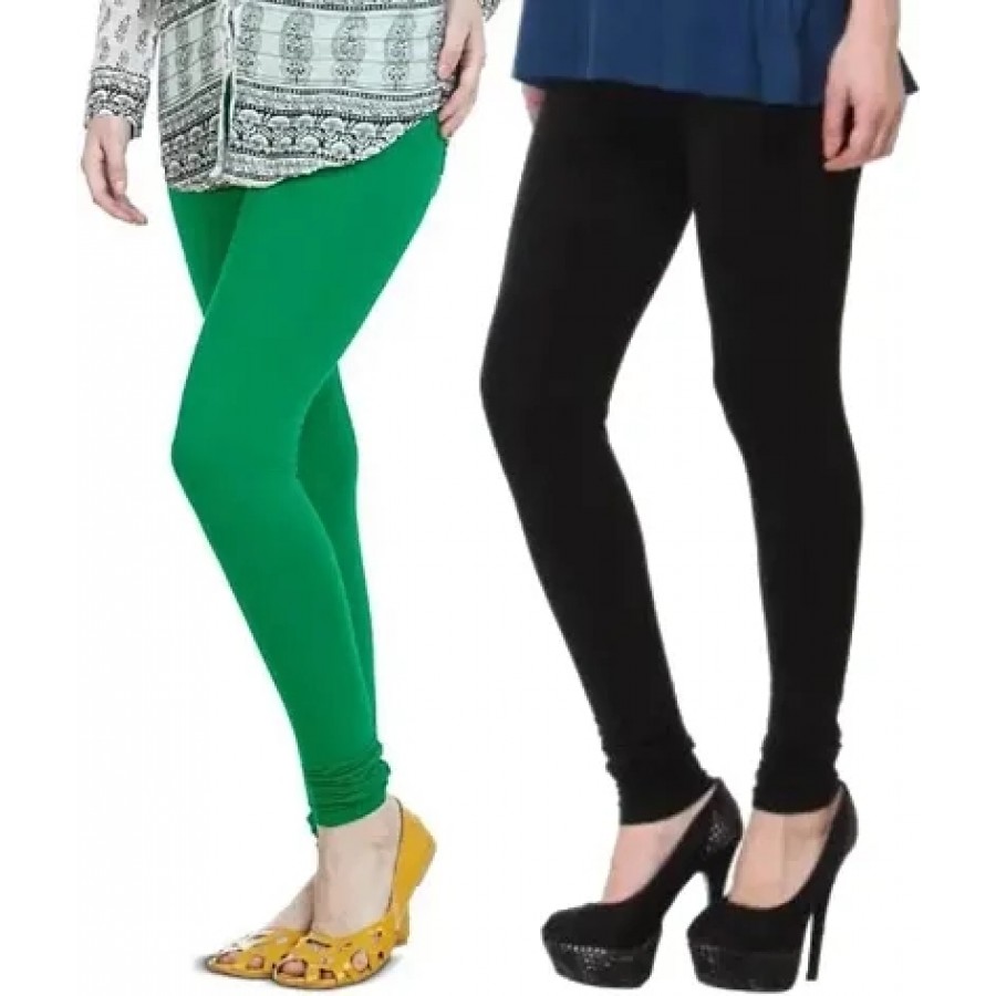 Women's Cotton Solid Leggings (Pack of 2)