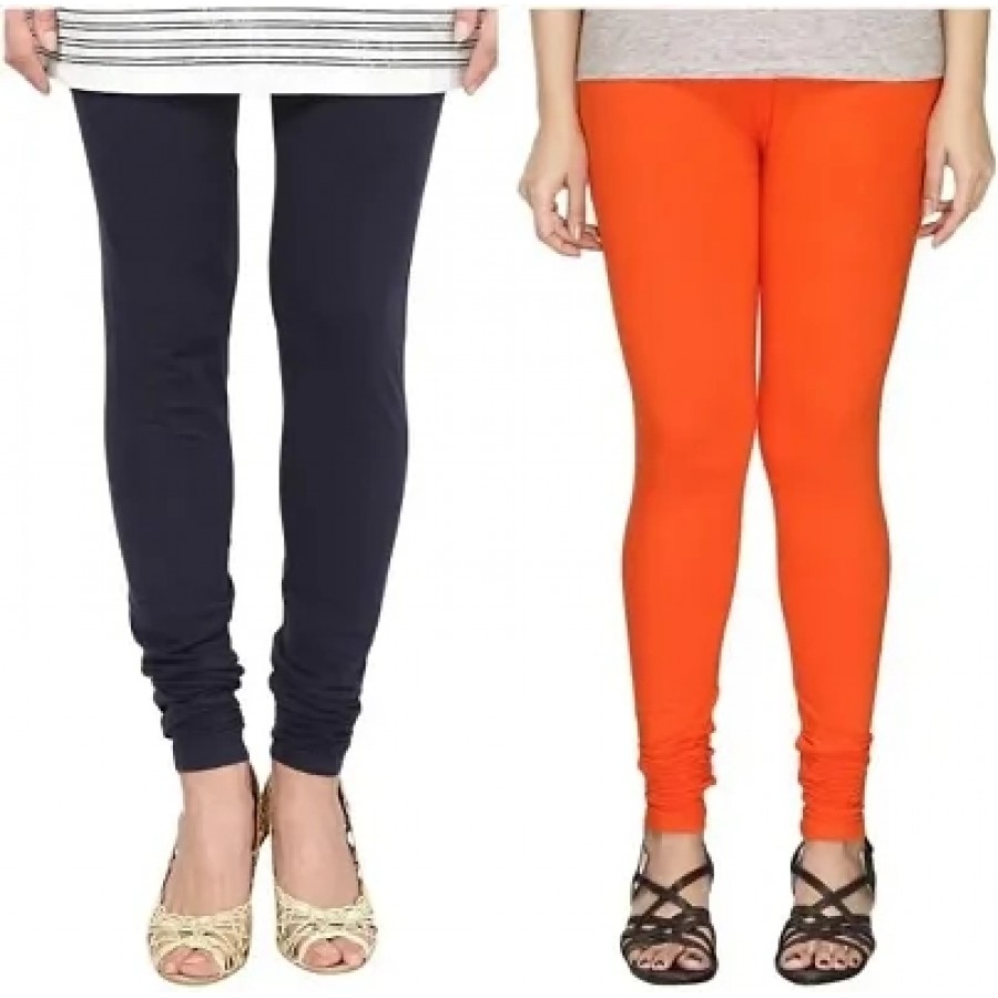 Women's Cotton Solid Leggings (Pack of 2)