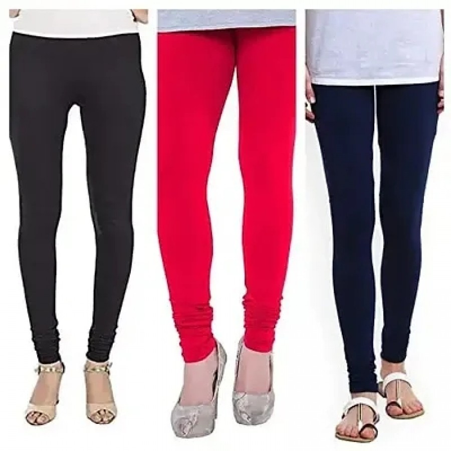 Women's Cotton Solid Leggings (Pack of 3)