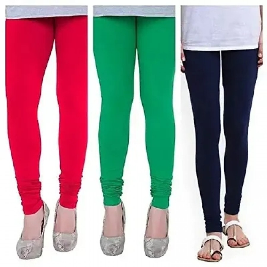 Women's Cotton Solid Leggings (Pack of 3)