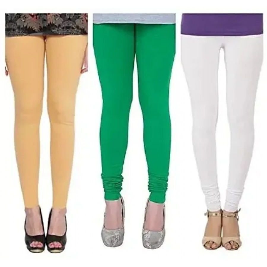 Women's Cotton Solid Leggings (Pack of 3)