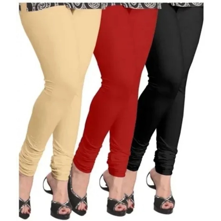 Women's Cotton Solid Leggings (Pack of 3)