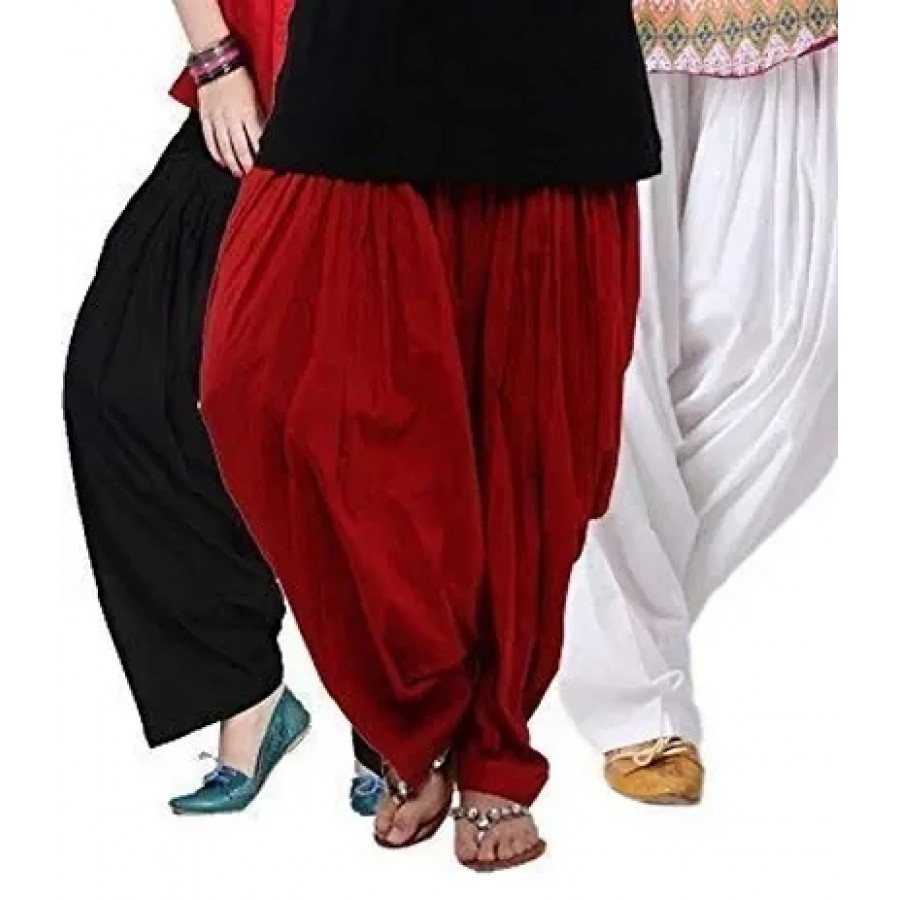 Women's Cotton Solid Patiyala Salwar Combo Of 3