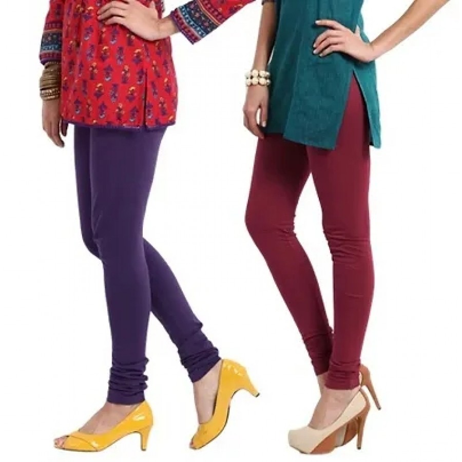 Women's Multicoloured Cotton Spandex Solid Leggings (Combo Pack)