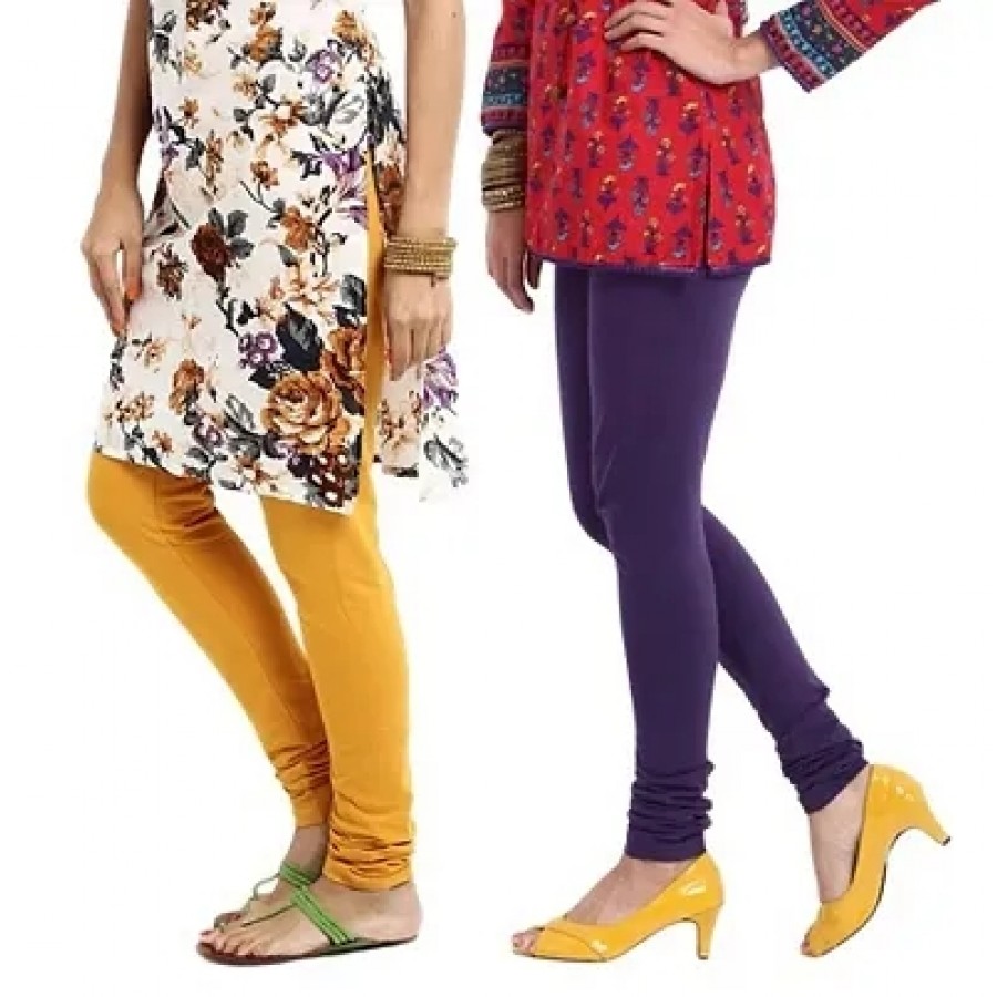 Women's Multicoloured Cotton Spandex Solid Leggings (Combo Pack)