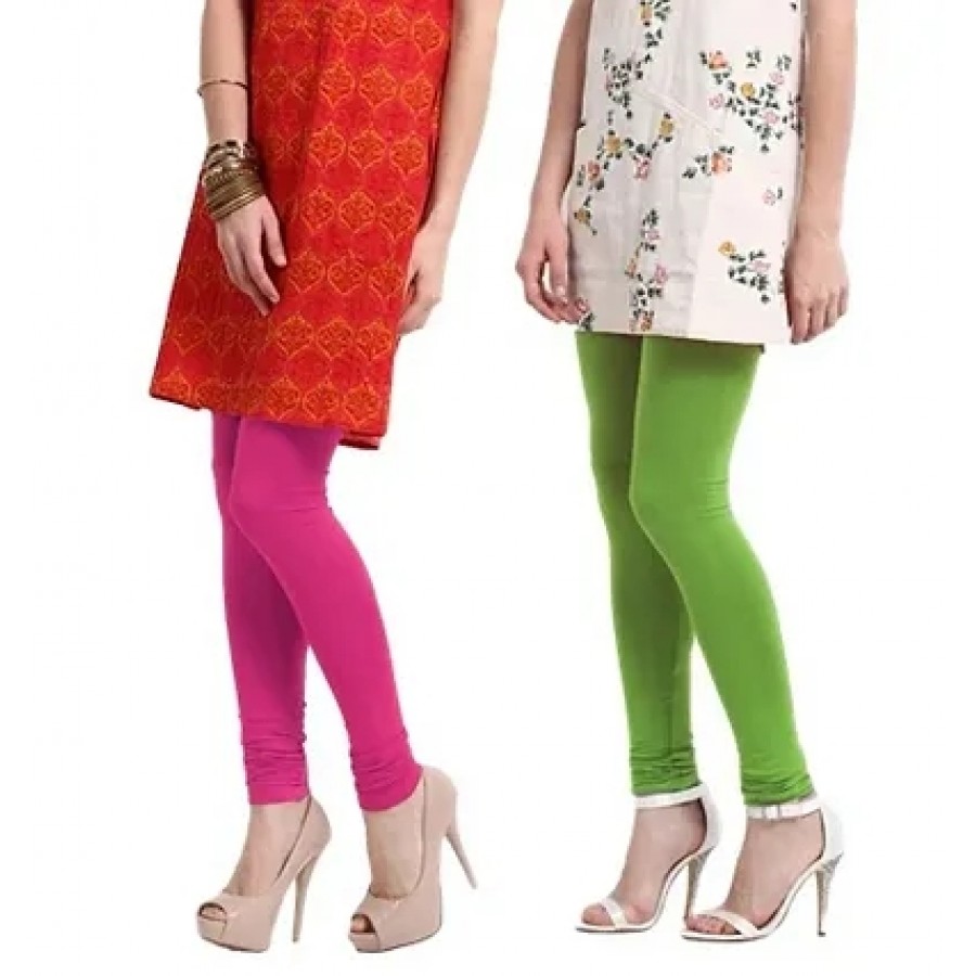 Women's Multicoloured Cotton Spandex Solid Leggings (Combo Pack)