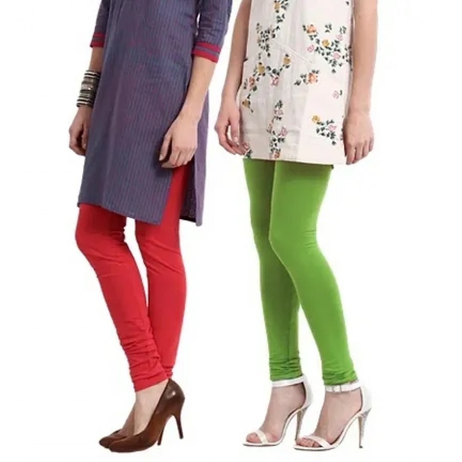 Women's Multicoloured Cotton Spandex Solid Leggings (Combo Pack)