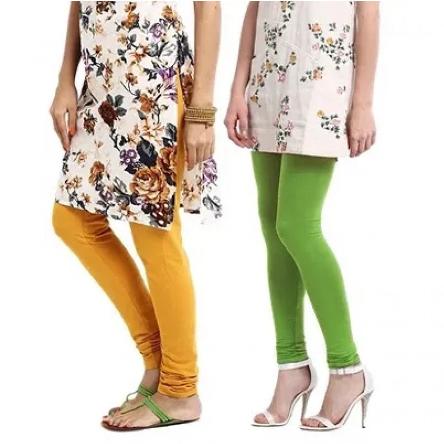 Women's Multicoloured Cotton Spandex Solid Leggings (Combo Pack)