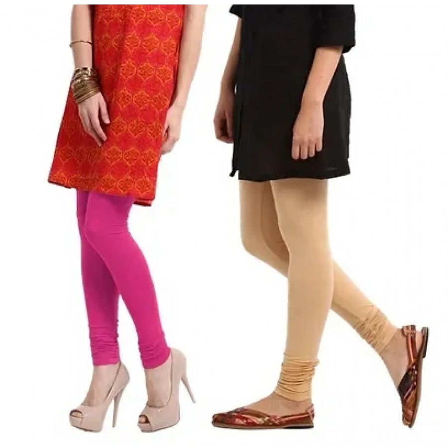 Women's Multicoloured Cotton Spandex Solid Leggings (Combo Pack)