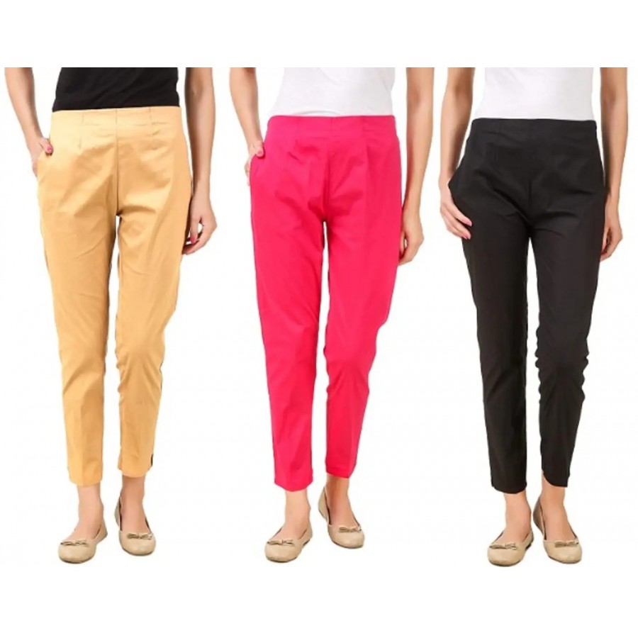 Women's Rayon Solid Ethnic Pant Pack Of 3