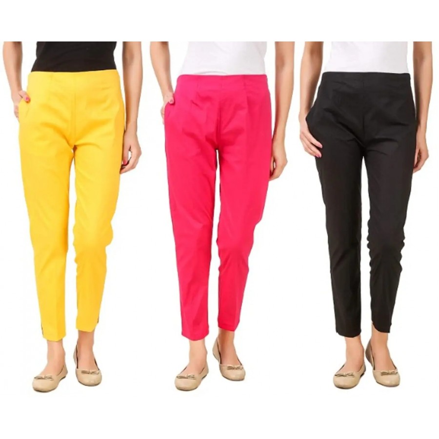 Women's Rayon Solid Ethnic Pant Pack Of 3