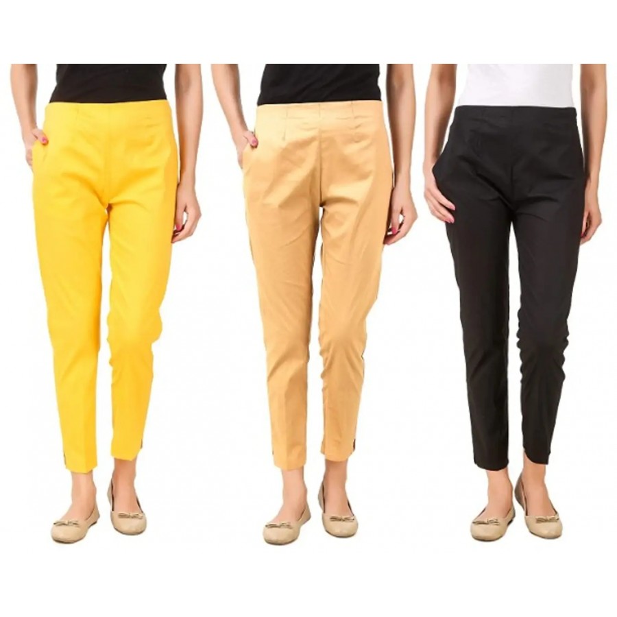 Women's Rayon Solid Ethnic Pant Pack Of 3