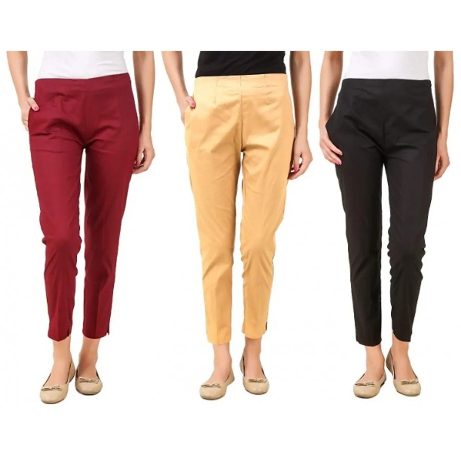 Women's Rayon Solid Ethnic Pant Pack Of 3