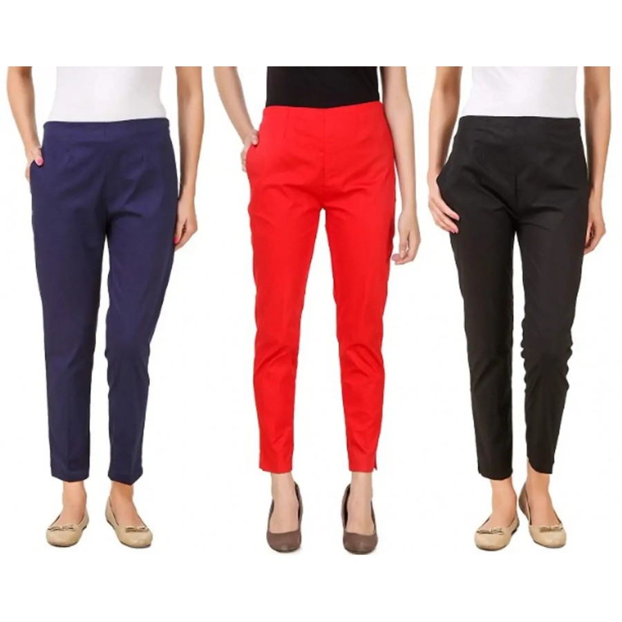 Women's Rayon Solid Ethnic Pant Pack Of 3