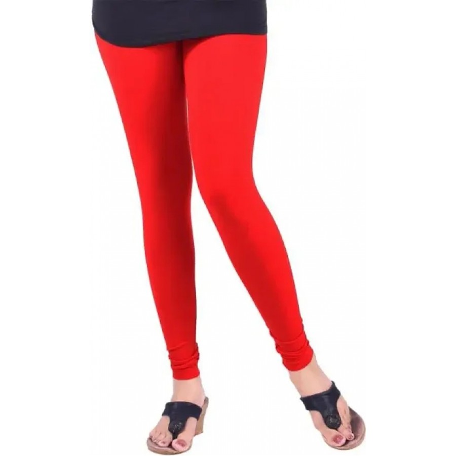 Women's Red Solid Legging