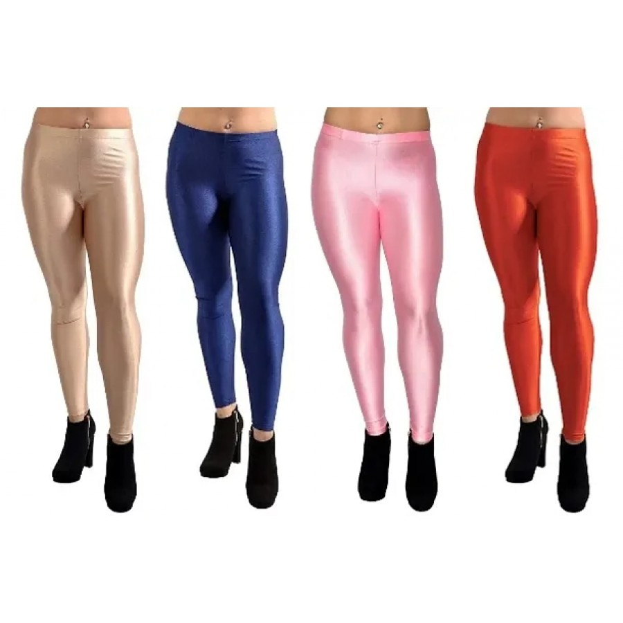 Women's Solid Cotton Spandex Leggings (Pack of 4)