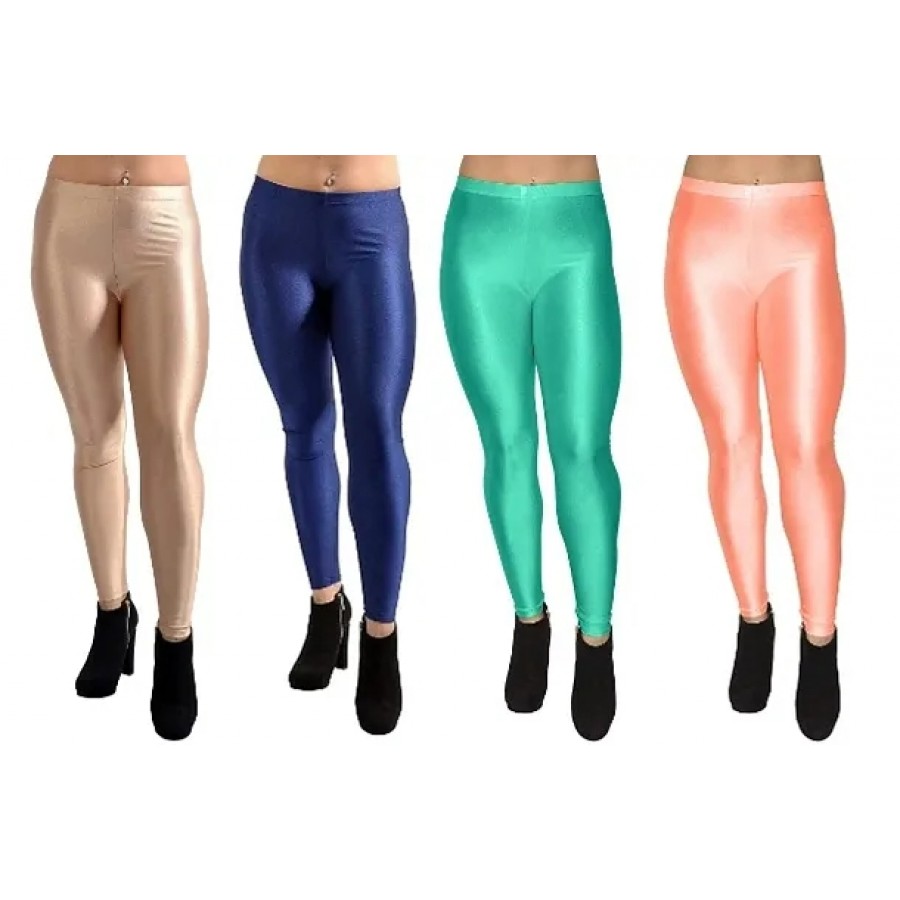 Women's Solid Cotton Spandex Leggings (Pack of 4)